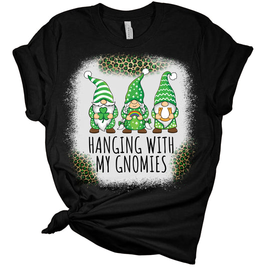 Hanging with My Gnomies St Patricks Day Shirt Bella Irish Graphic Print T Shirts for Women