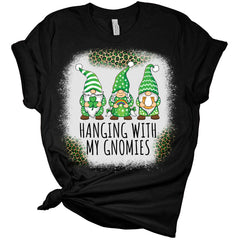 Hanging With My Gnomies St Patricks Day Shirt Bella Irish Graphic Print T Shirts For Women