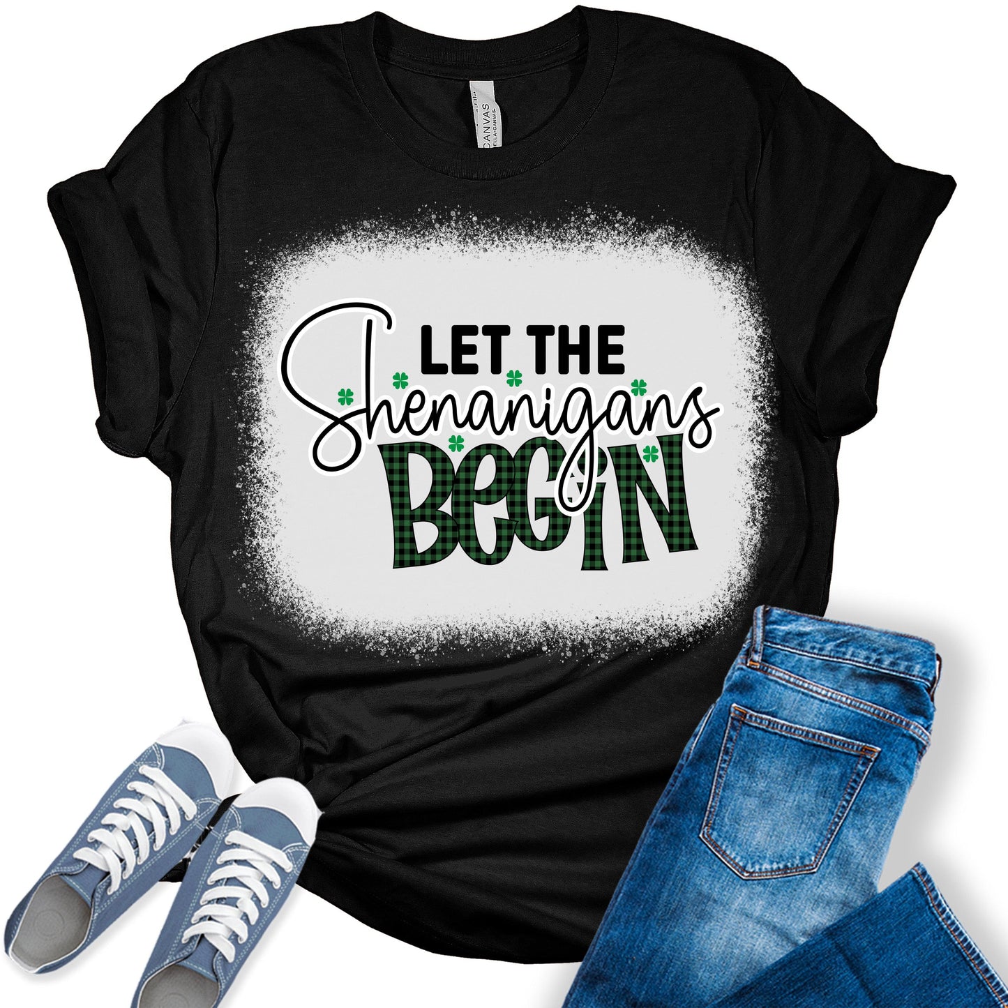 Let The Shenanigans Begin Shirt St Patricks Day Shirt Bella Graphic Print Shirts for Women