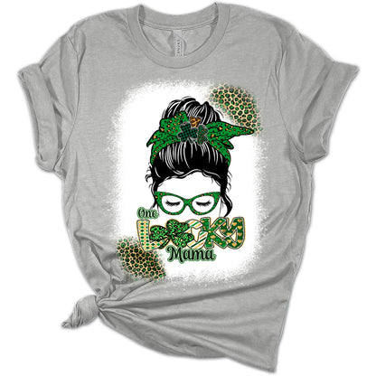 One Lucky Mama St Patricks Day Shirt Bella Irish Graphic Print Shirts for Women