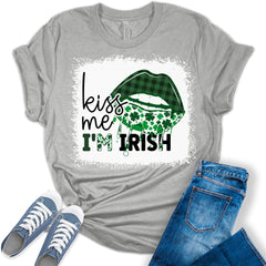 Kiss Me I'm Irish Shirt St Patricks Day Shirt Bella Irish Graphic Print Shirts For Women