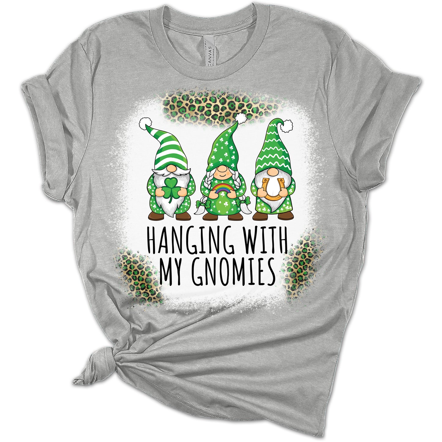 Hanging with My Gnomies St Patricks Day Shirt Bella Irish Graphic Print T Shirts for Women