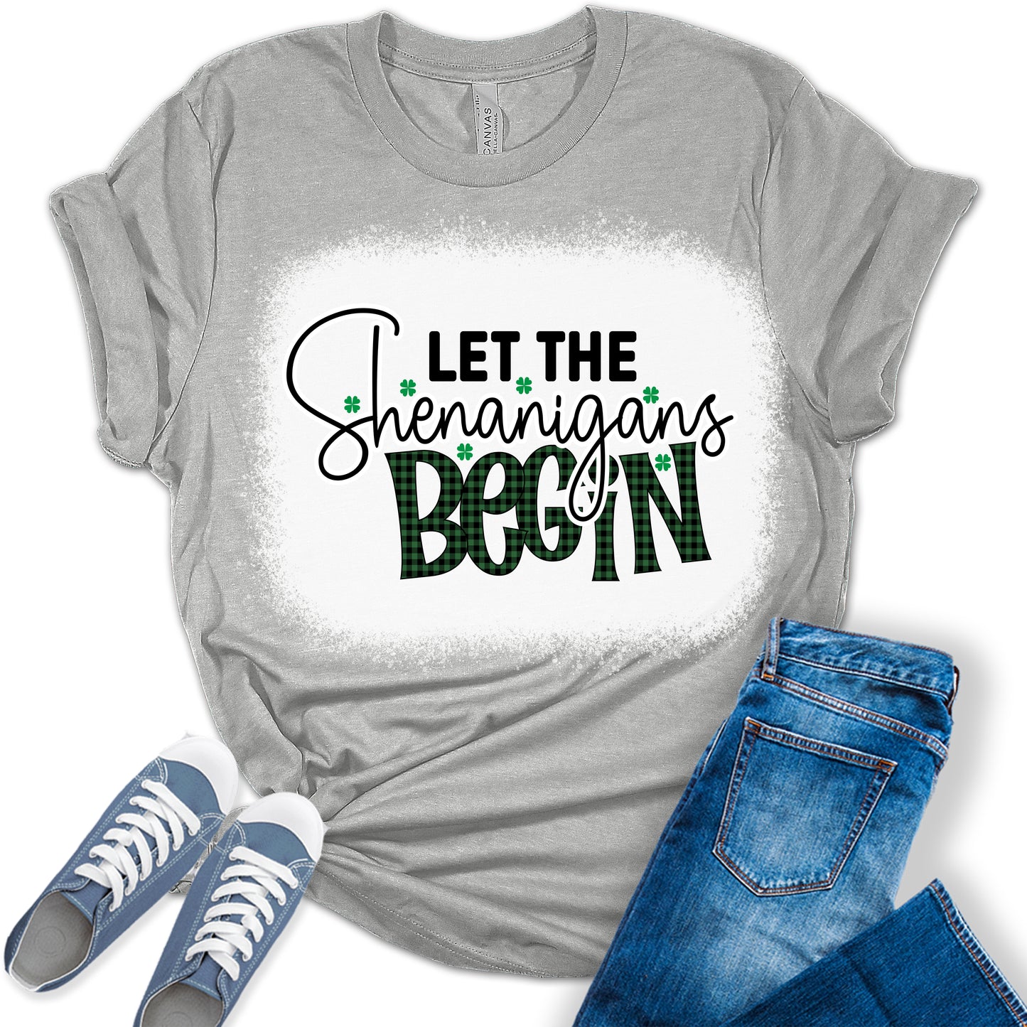 Let The Shenanigans Begin Shirt St Patricks Day Shirt Bella Graphic Print Shirts for Women