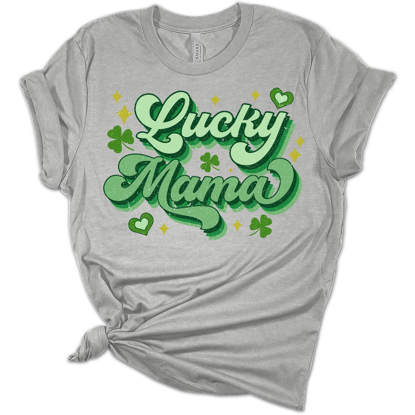 Lucky Mama Shirt St Patricks Day Shirt Bella Irish 80s Retro Print Shirts for Women