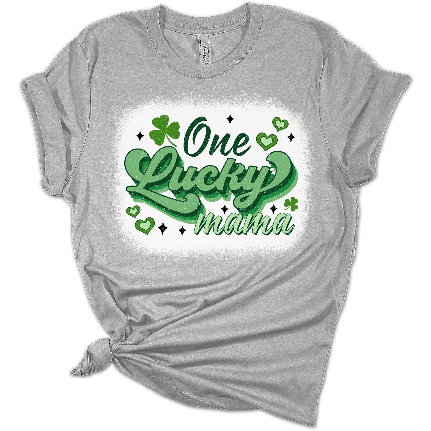 One Lucky Mama Shirt St Patricks Day Shirt Bella Irish 80s Retro Graphic Print Shirts for Women