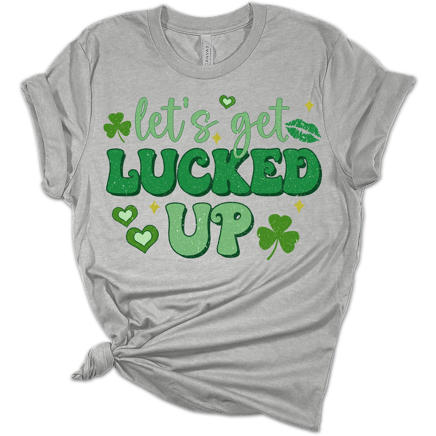 Let's Get Lucked Up Shirt St Patricks Day Shirt Bella Irish 80s Retro Print Shirts for Women