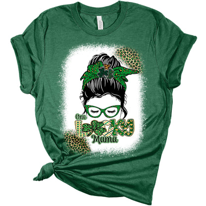 One Lucky Mama St Patricks Day Shirt Bella Irish Graphic Print Shirts for Women