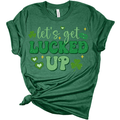 Let's Get Lucked Up Shirt St Patricks Day Shirt Bella Irish 80s Retro Print Shirts for Women