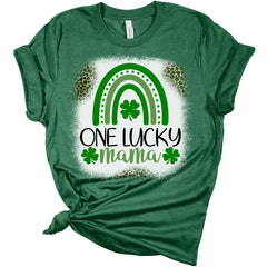 One Lucky Mama St Patricks Day Shirt Bella Irish Rainbow Graphic Print Shirts For Women