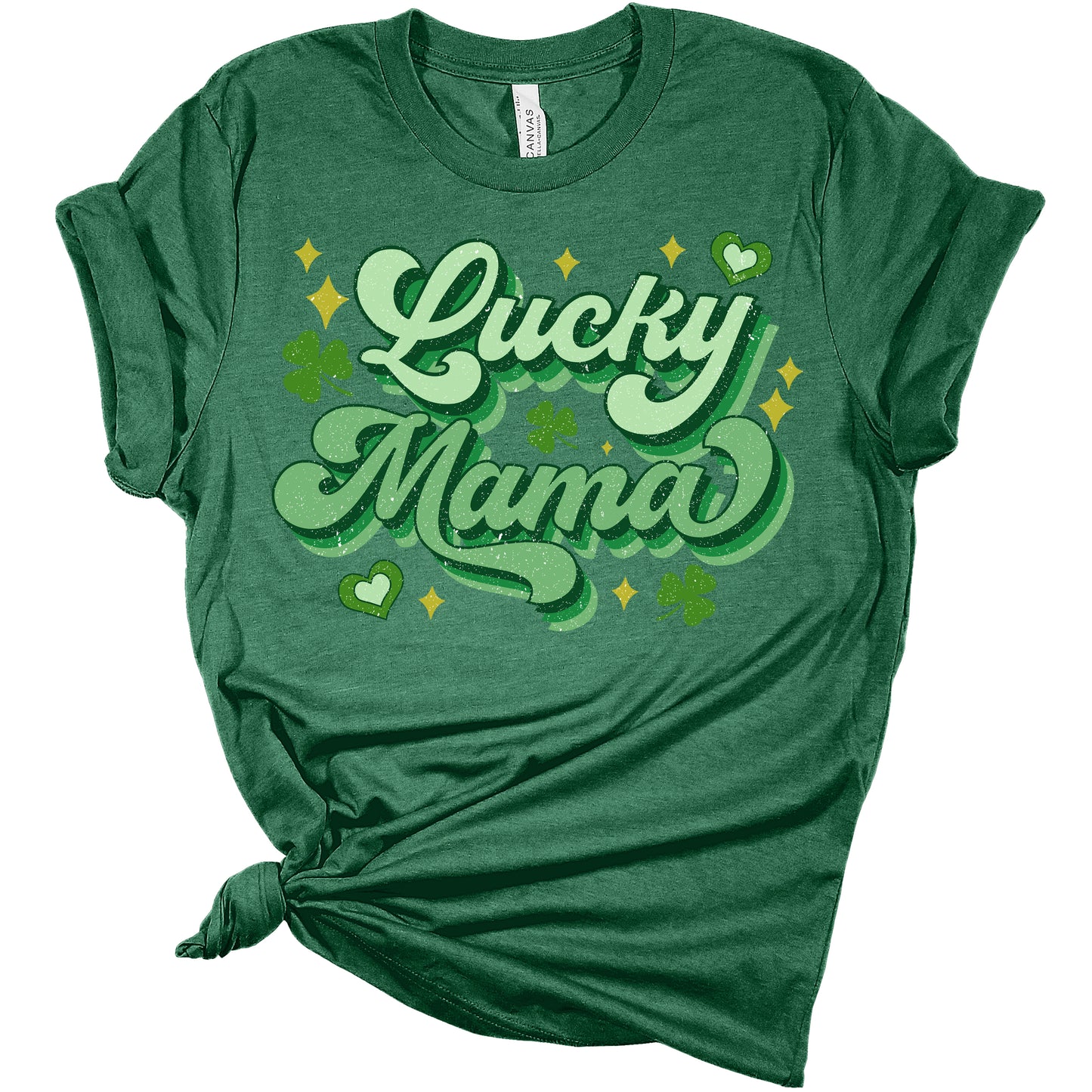 Lucky Mama Shirt St Patricks Day Shirt Bella Irish 80s Retro Print Shirts for Women