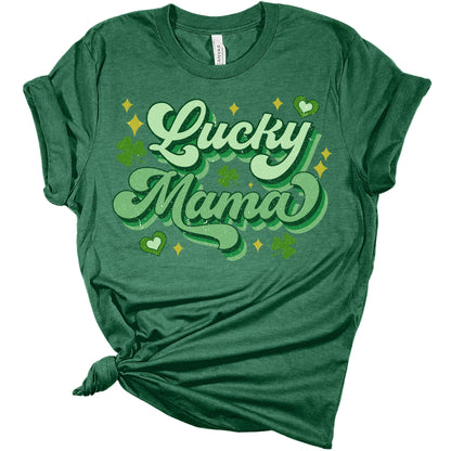 Lucky Mama Shirt St Patricks Day Shirt Bella Irish 80s Retro Print Shirts for Women