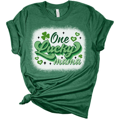 One Lucky Mama Shirt St Patricks Day Shirt Bella Irish 80s Retro Graphic Print Shirts for Women