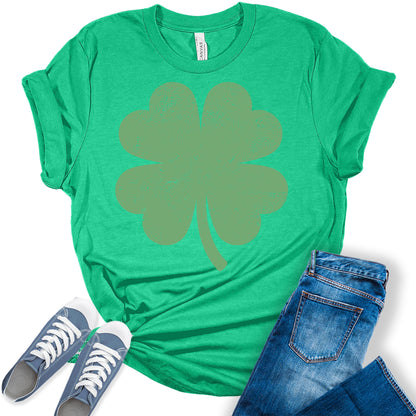 Shamrock Shirt St Patricks Day Shirt Funny Bella Irish Graphic Print Shirts for Women