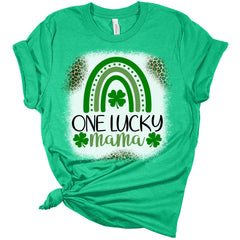 One Lucky Mama St Patricks Day Shirt Bella Irish Rainbow Graphic Print Shirts For Women
