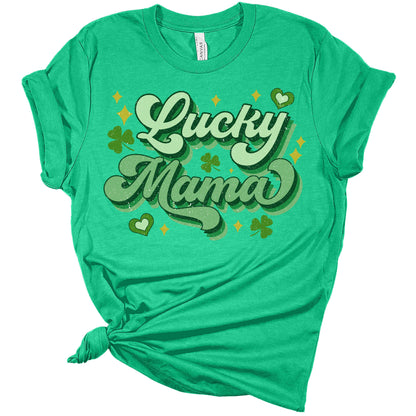 Lucky Mama Shirt St Patricks Day Shirt Bella Irish 80s Retro Print Shirts for Women