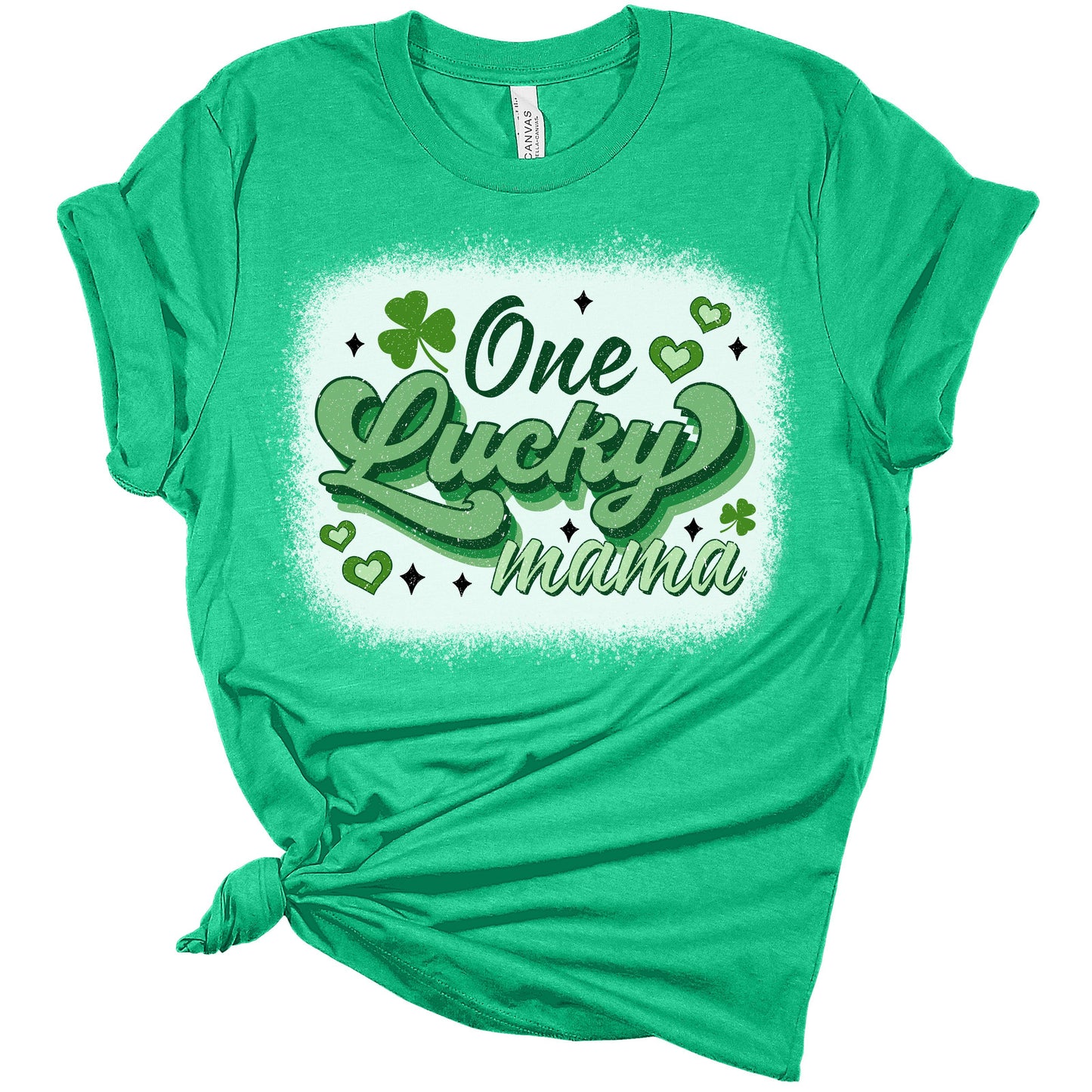 One Lucky Mama Shirt St Patricks Day Shirt Bella Irish 80s Retro Graphic Print Shirts for Women