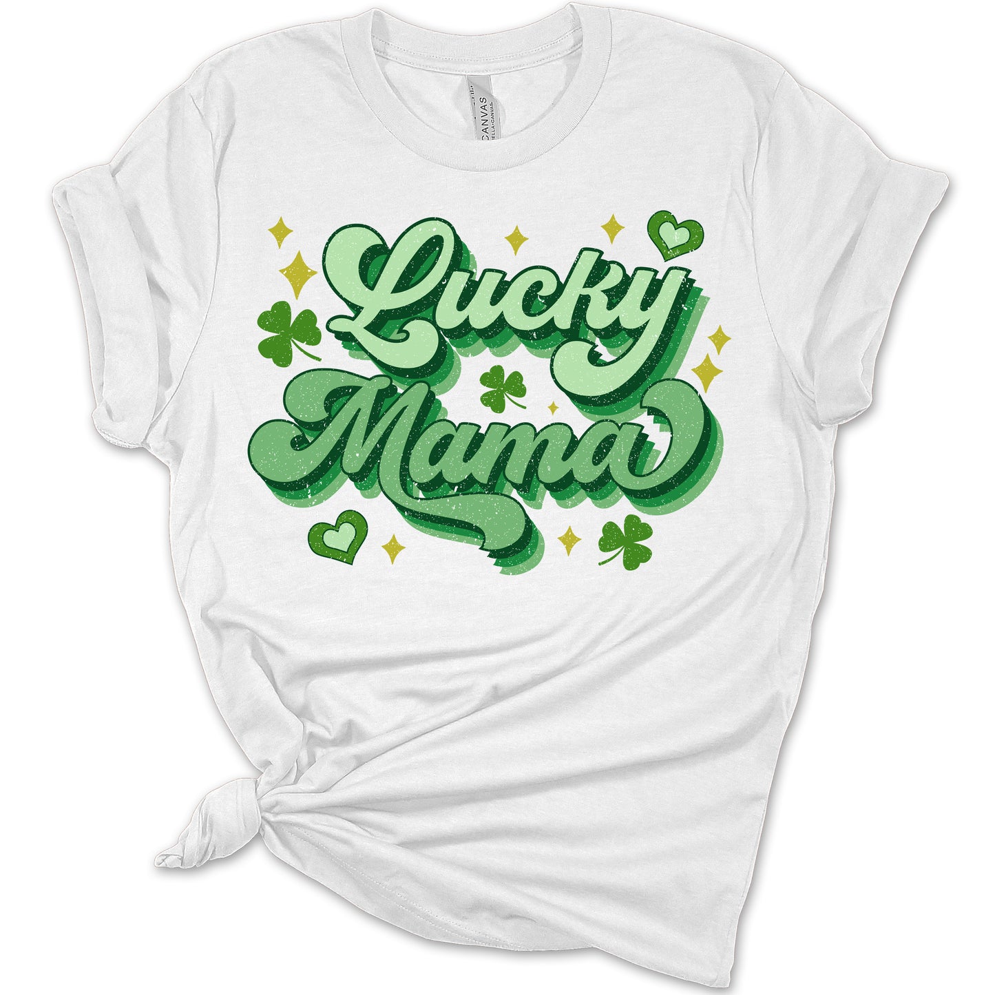 Lucky Mama Shirt St Patricks Day Shirt Bella Irish 80s Retro Print Shirts for Women