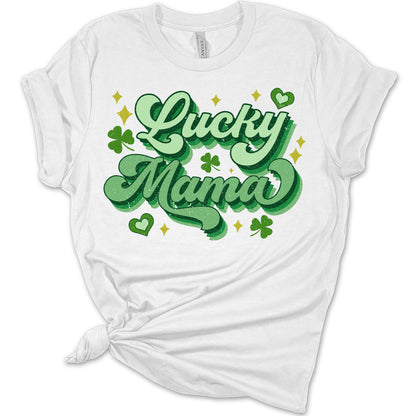 Lucky Mama Shirt St Patricks Day Shirt Bella Irish 80s Retro Print Shirts for Women