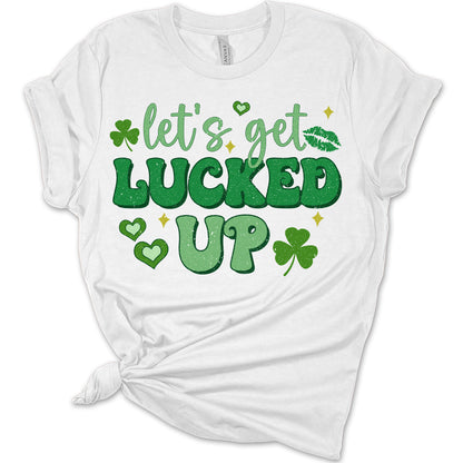 Let's Get Lucked Up Shirt St Patricks Day Shirt Bella Irish 80s Retro Print Shirts for Women