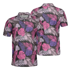 Men's Polo Shirts Floral Hawaiian Short Sleeve Performance Fit Moisture Wicking Golf Shirts for Men